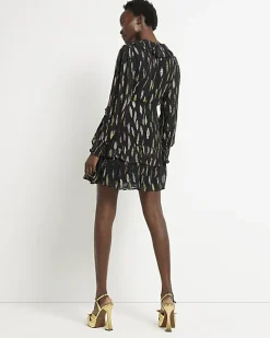 River Island jacquard printed wrap mini dress Black Best