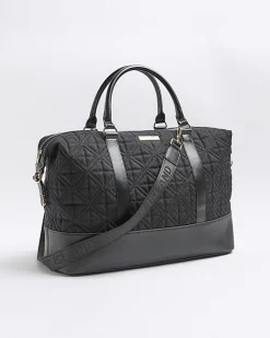 River Island jacquard RI monogram travel bag Black Discount