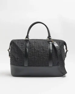 River Island jacquard RI monogram travel bag Black Discount