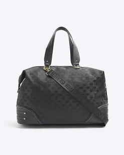 River Island jacquard RI monogram travel bag Black Best