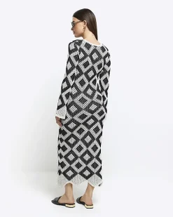River Island knit bodycon maxi dress Black Sale