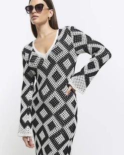 River Island knit bodycon maxi dress Black Sale