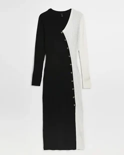 River Island knit bodycon midi dress Black Best