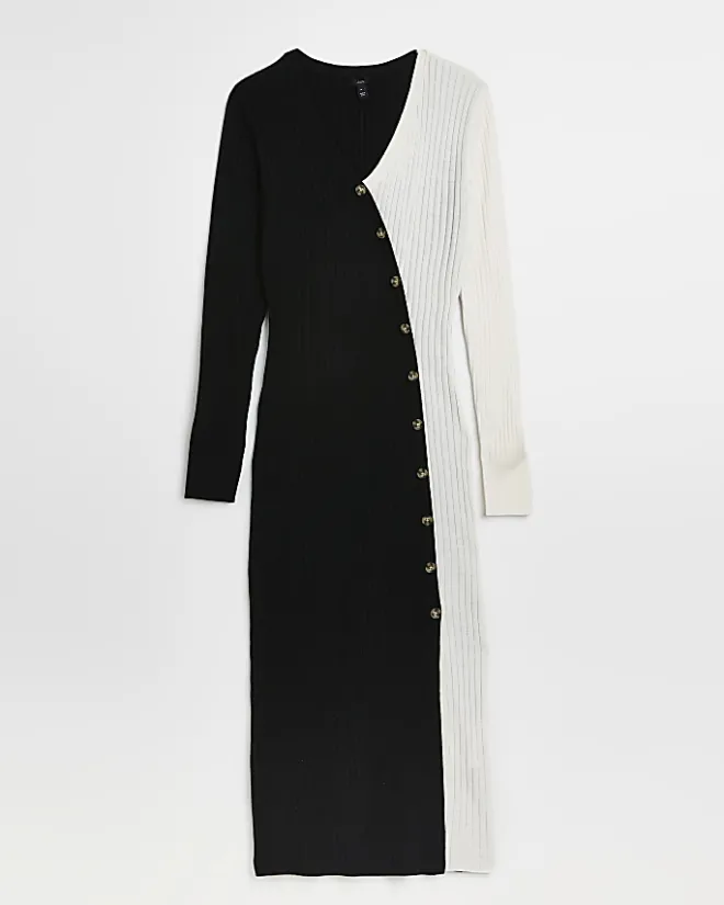 River Island knit bodycon midi dress Black Best