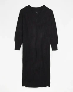River Island knit jumper midi dress Black Outlet