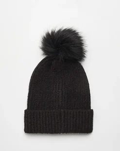 River Island knit pom beanie Black Sale