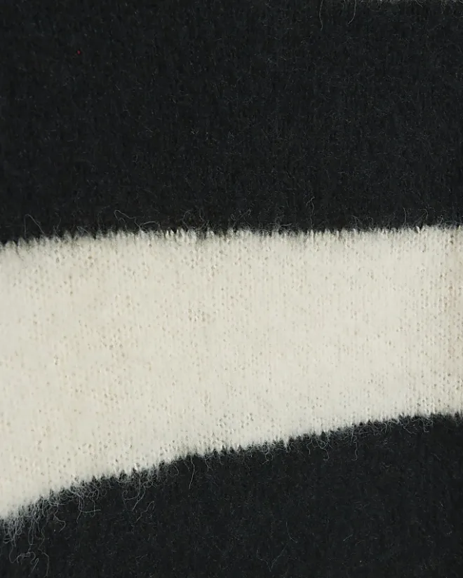 River Island knit stripe jumper mini dress Black Outlet