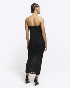 River Island lace bandeau bodycon midi dress Black Best