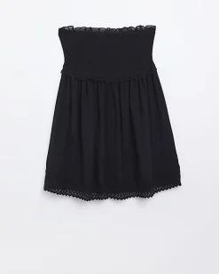 River Island lace detail bandeau beach mini dress Black Fashion