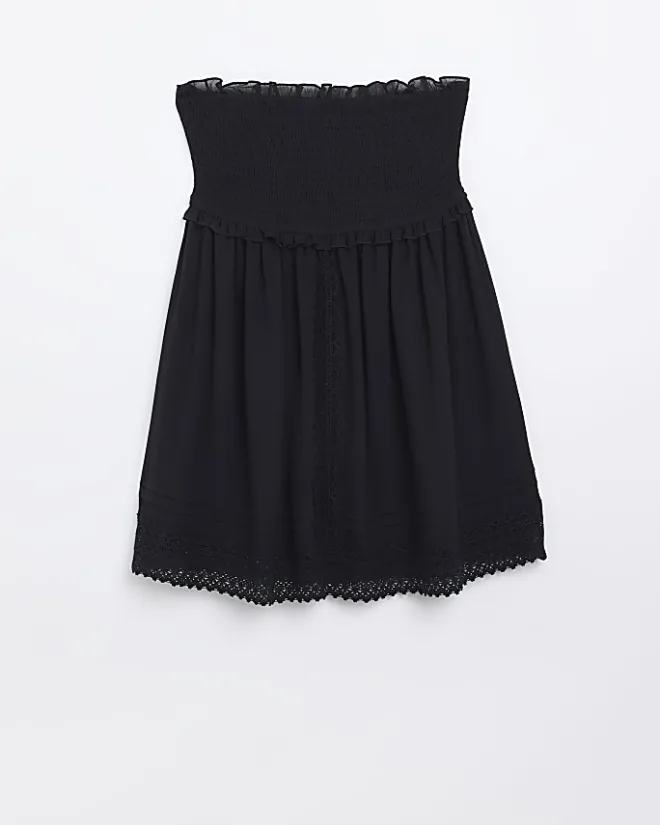 River Island lace detail bandeau beach mini dress Black Fashion