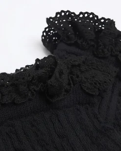 River Island lace frill ankle socks Black Sale