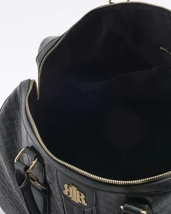 River Island large embossed RI monogram travel bag Black Best