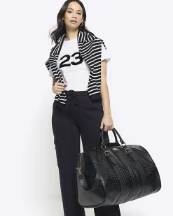 River Island large embossed RI monogram travel bag Black Best