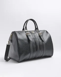 River Island large embossed RI monogram travel bag Black Best