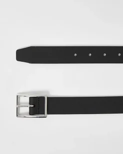 River Island leather buckle belt Black Outlet