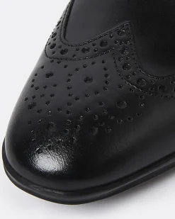 River Island leather lace up brogue derby shoes Black Hot