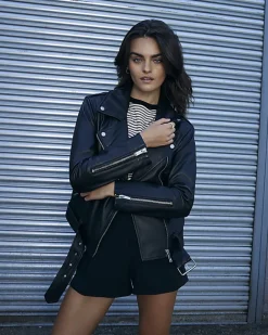 River Island leather oversized biker jacket Black Sale