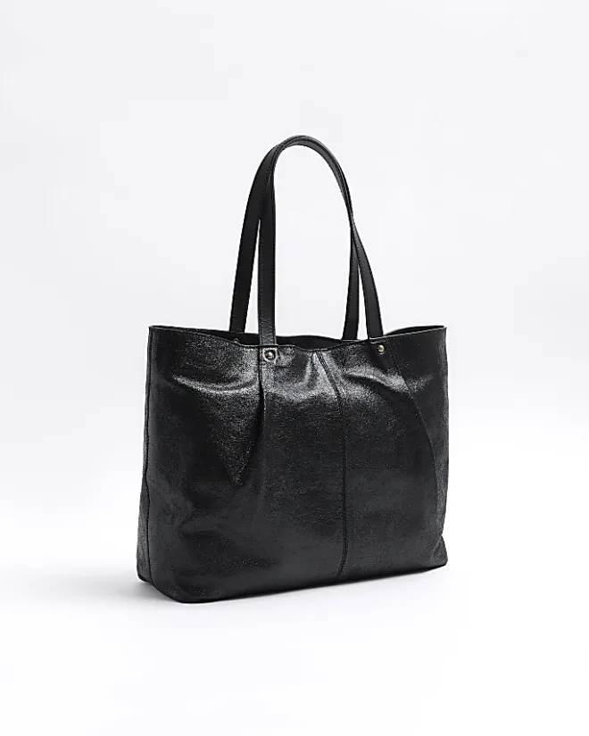 River Island leather shopper bag Black Sale