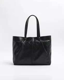 River Island leather shopper bag Black Sale