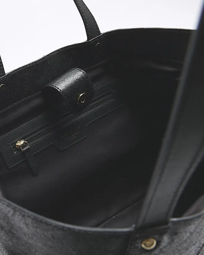 River Island leather shopper bag Black Sale