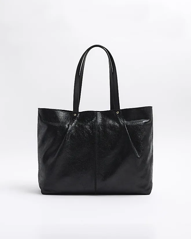 River Island leather shopper bag Black Sale