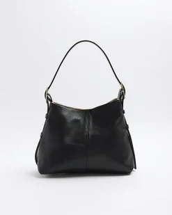 River Island leather slouch tote bag Black Clearance
