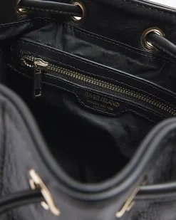 River Island leather studded cross body bag Black Clearance