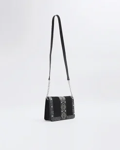 River Island leather studded cross body bag Black Online