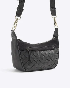 River Island leather weave cross body bag Black Best
