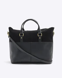 River Island leather weave shopper bag Black Sale