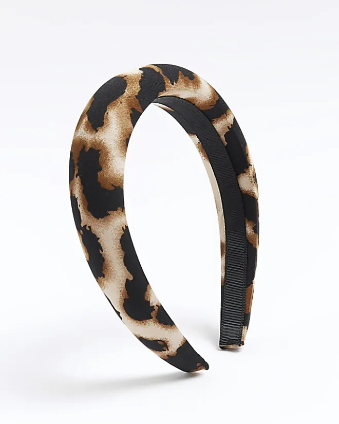 River Island leopard print head band Black Clearance