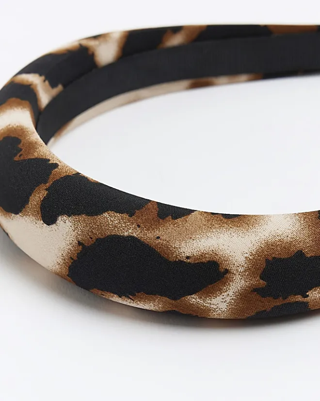 River Island leopard print head band Black Clearance