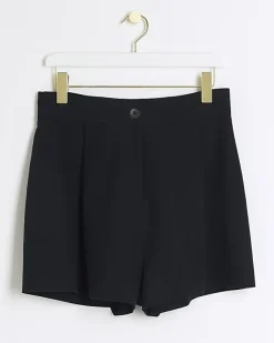 River Island linen blend high waisted shorts Black Outlet