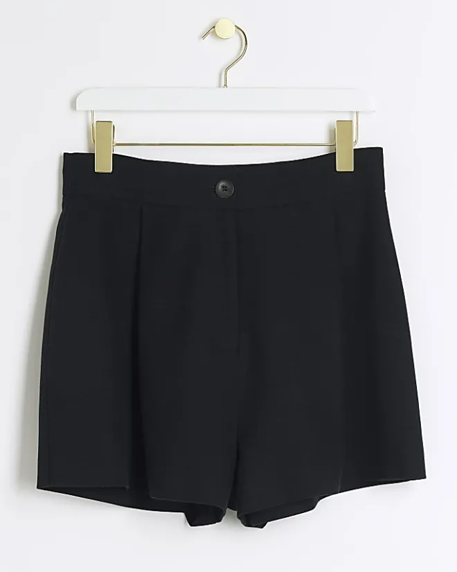 River Island linen blend high waisted shorts Black Outlet