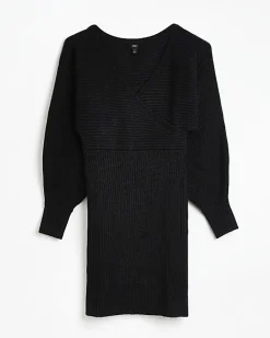 River Island long sleeve jumper mini dress Black Clearance