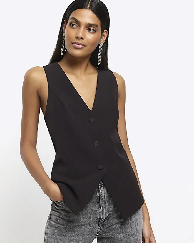 River Island longline waistcoat Black Best
