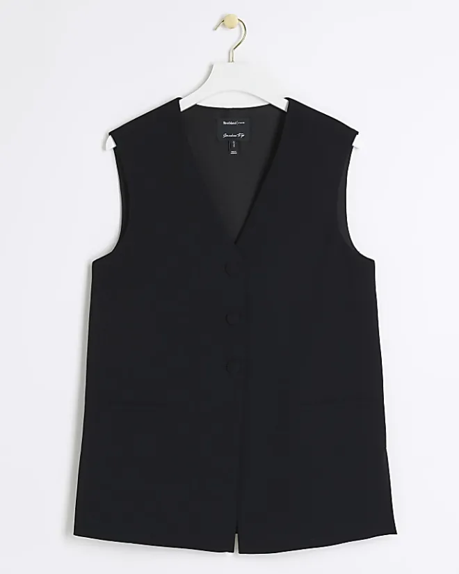 River Island longline waistcoat Black New