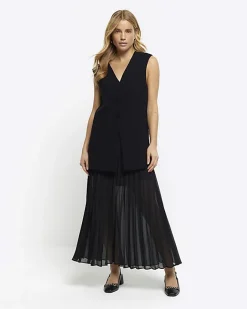 River Island longline waistcoat Black New
