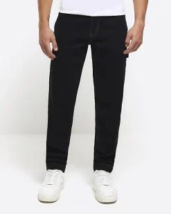 River Island loose fit carpenter jeans Black Discount