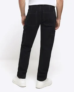 River Island loose fit carpenter jeans Black Discount
