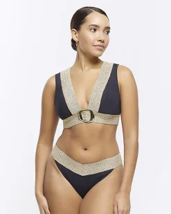 River Island low waist bikini bottoms Black Online