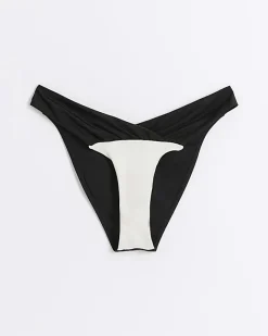 River Island low waist colour block bikini bottoms Black Clearance