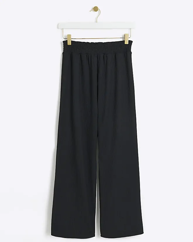 River Island maternity crop wide leg trousers Black Clearance