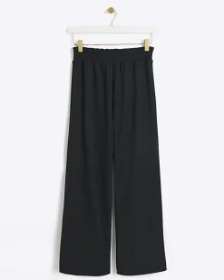 River Island maternity crop wide leg trousers Black Clearance