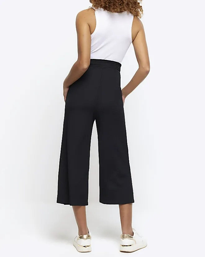 River Island maternity crop wide leg trousers Black Clearance