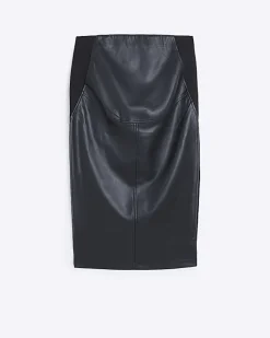 River Island maternity faux leather mix pencil skirt Black Discount
