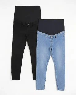 River Island maternity skinny jeans multipack Black Clearance
