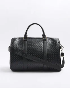 River Island medium embossed RI monogram travel bag Black Online