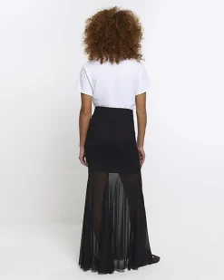 River Island mesh maxi skirt Black Online