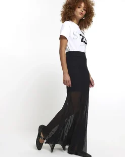 River Island mesh maxi skirt Black Online